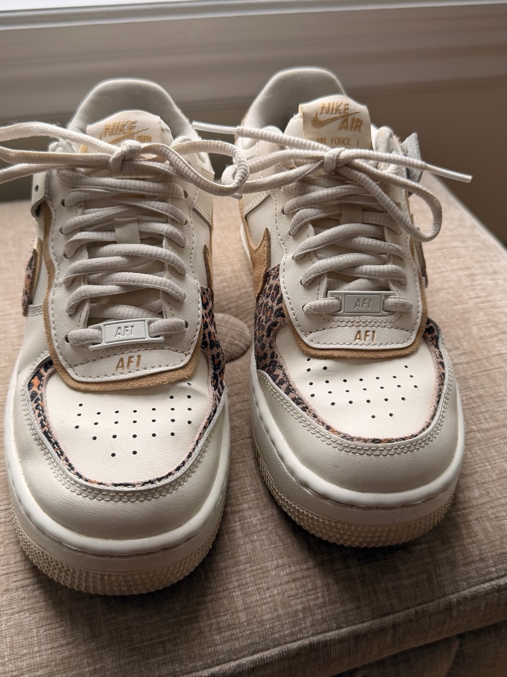 Nike Air Force 1 Low - Cream with Tan & Leopard Accent